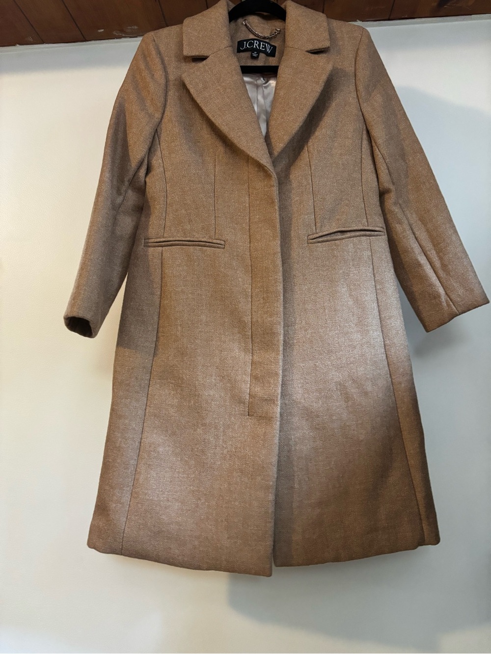 J. Crew Camel Wool-Blend Single-Breasted Trench Coat